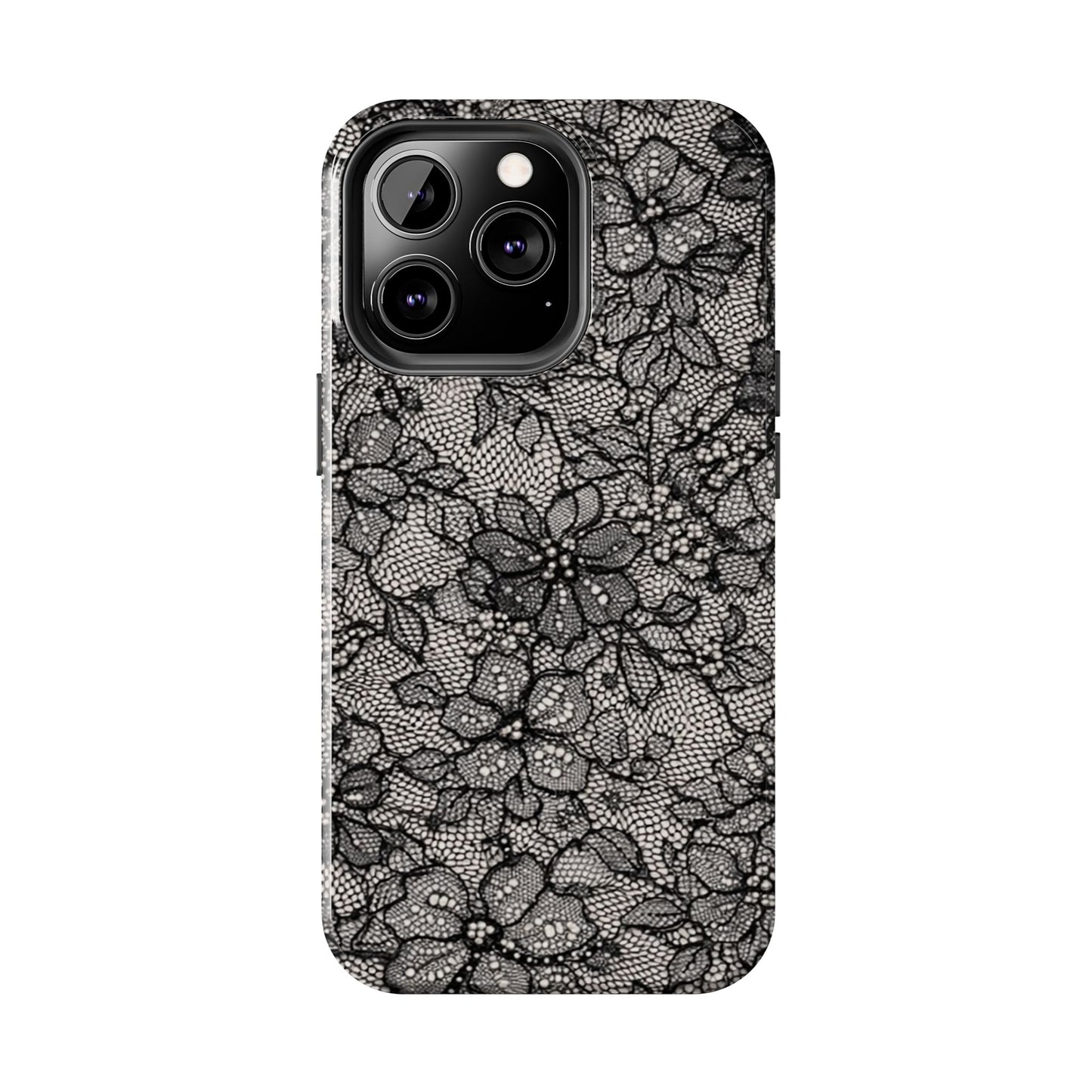 Black Floral Lace - Protective Phone Case