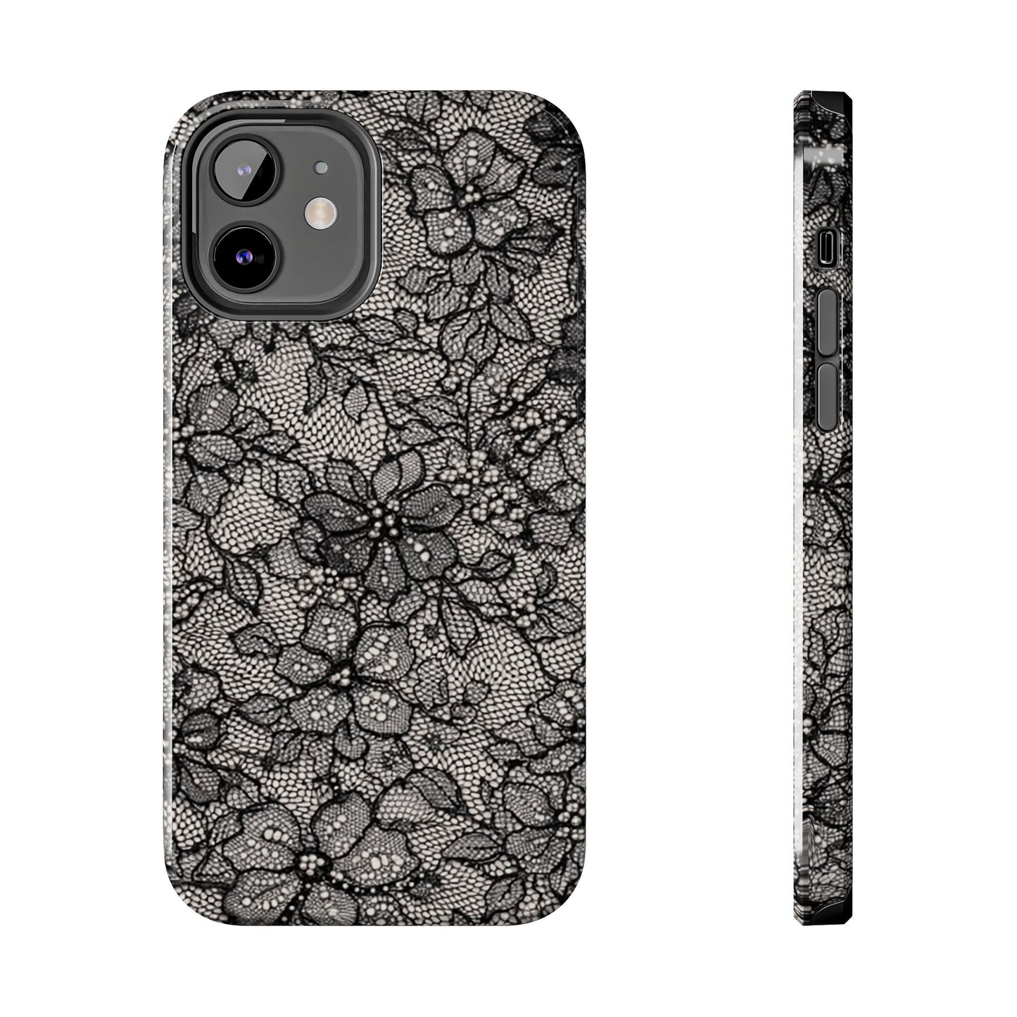 Black Floral Lace - Protective Phone Case