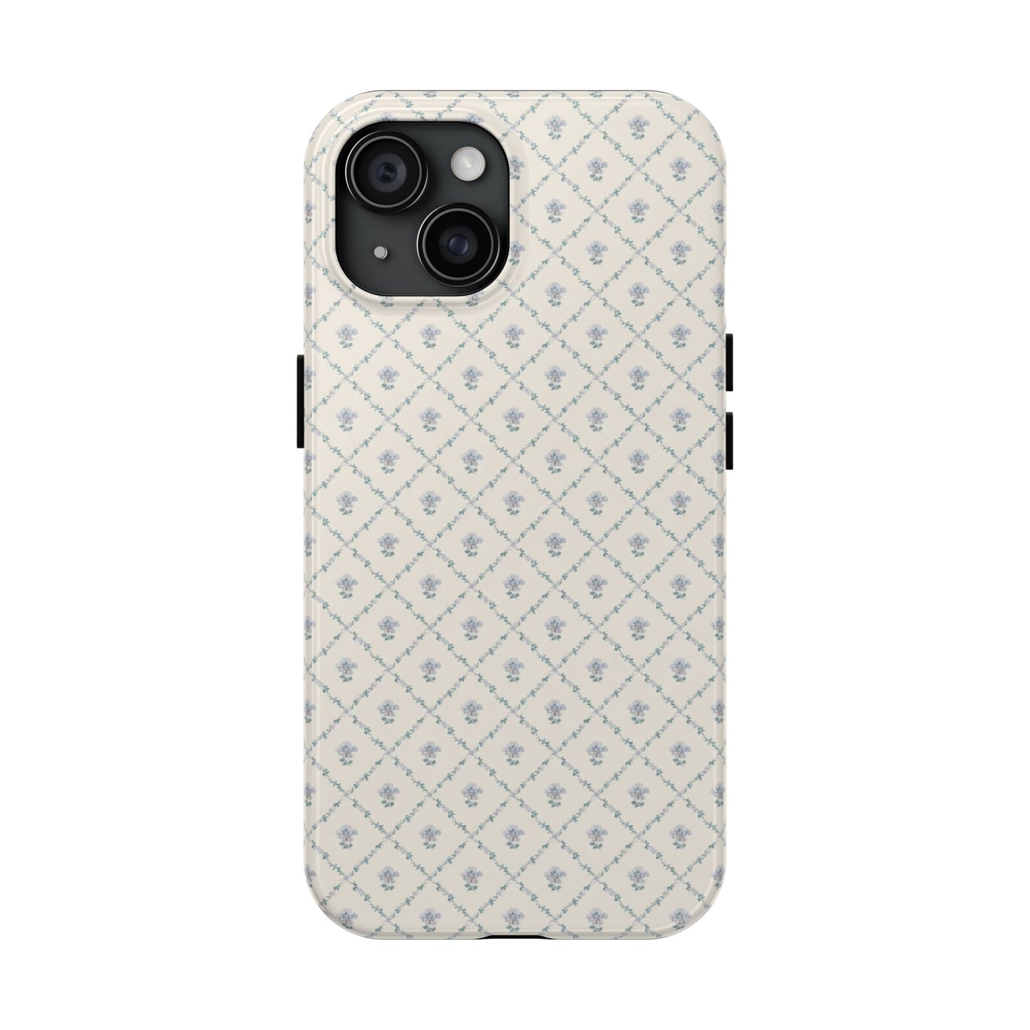 Vintage Blue Floral Wallpaper - Protective Phone Case