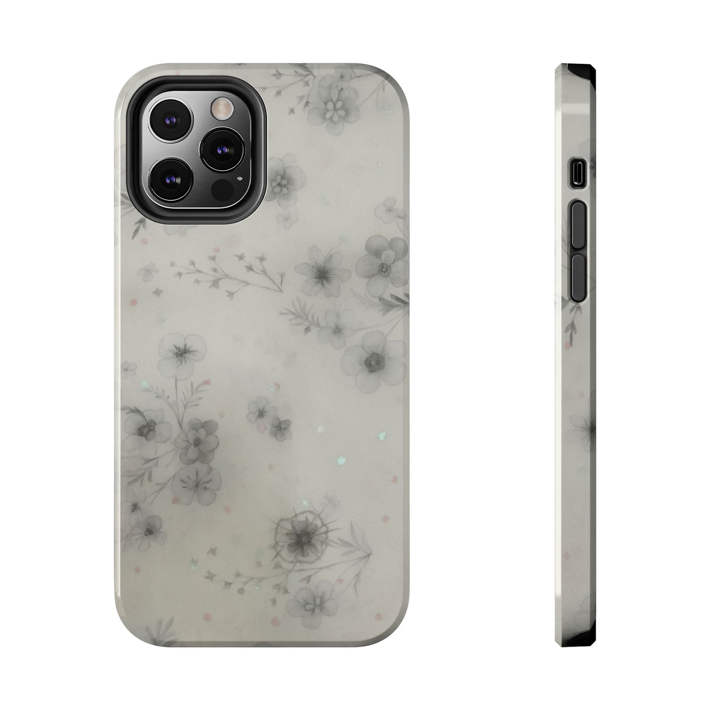 Misty Gray Floral - Protective Phone Case