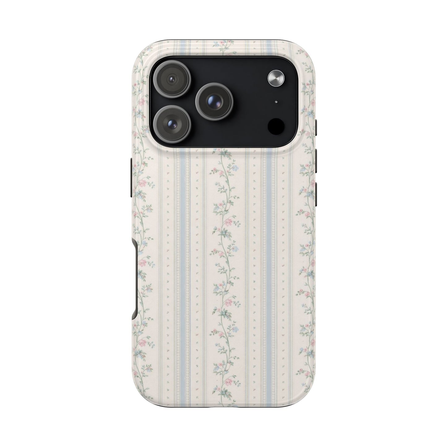 Vintage Floral Stripes - Protective Phone Case