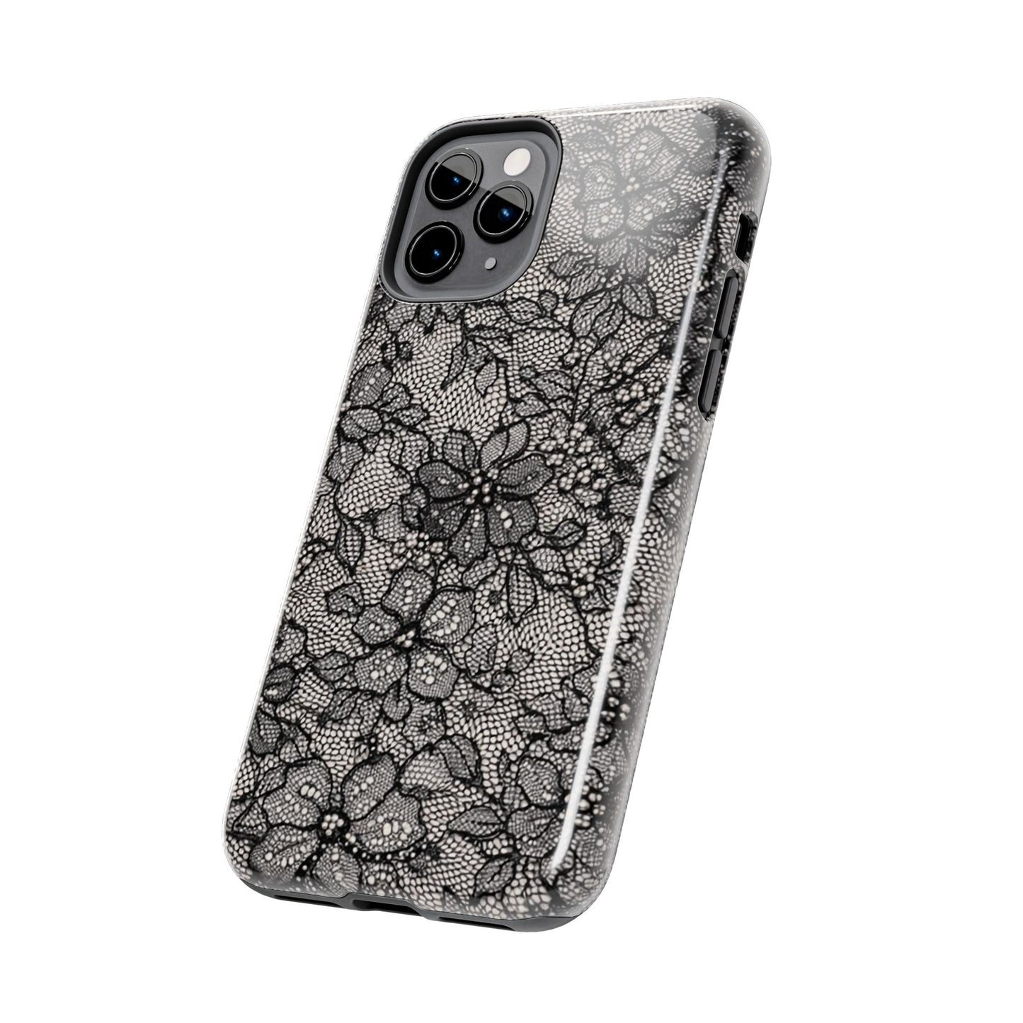 Black Floral Lace - Protective Phone Case