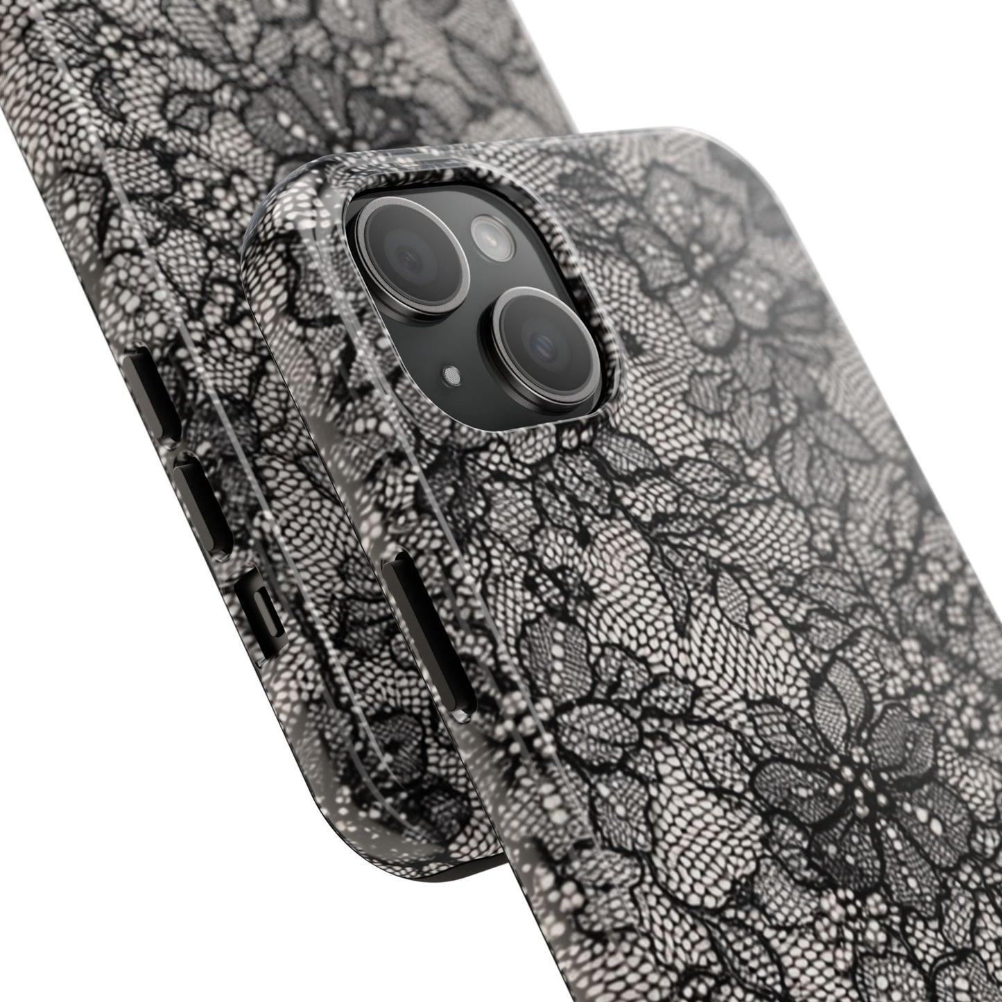 Black Floral Lace - Protective Phone Case