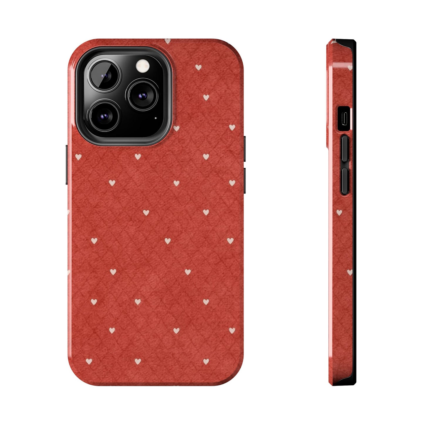 Red Quilted Hearts - Protective Phone Case