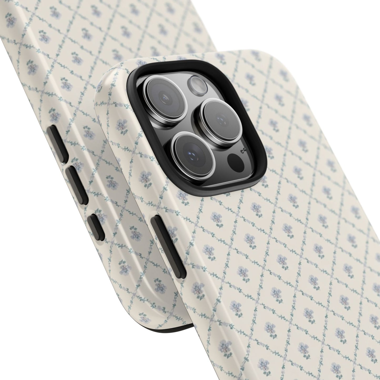 Vintage Blue Floral Wallpaper - Protective Phone Case