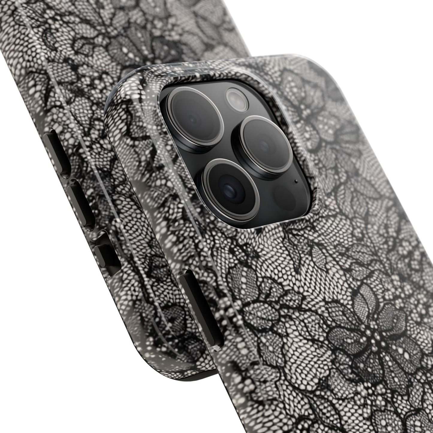 Black Floral Lace - Protective Phone Case