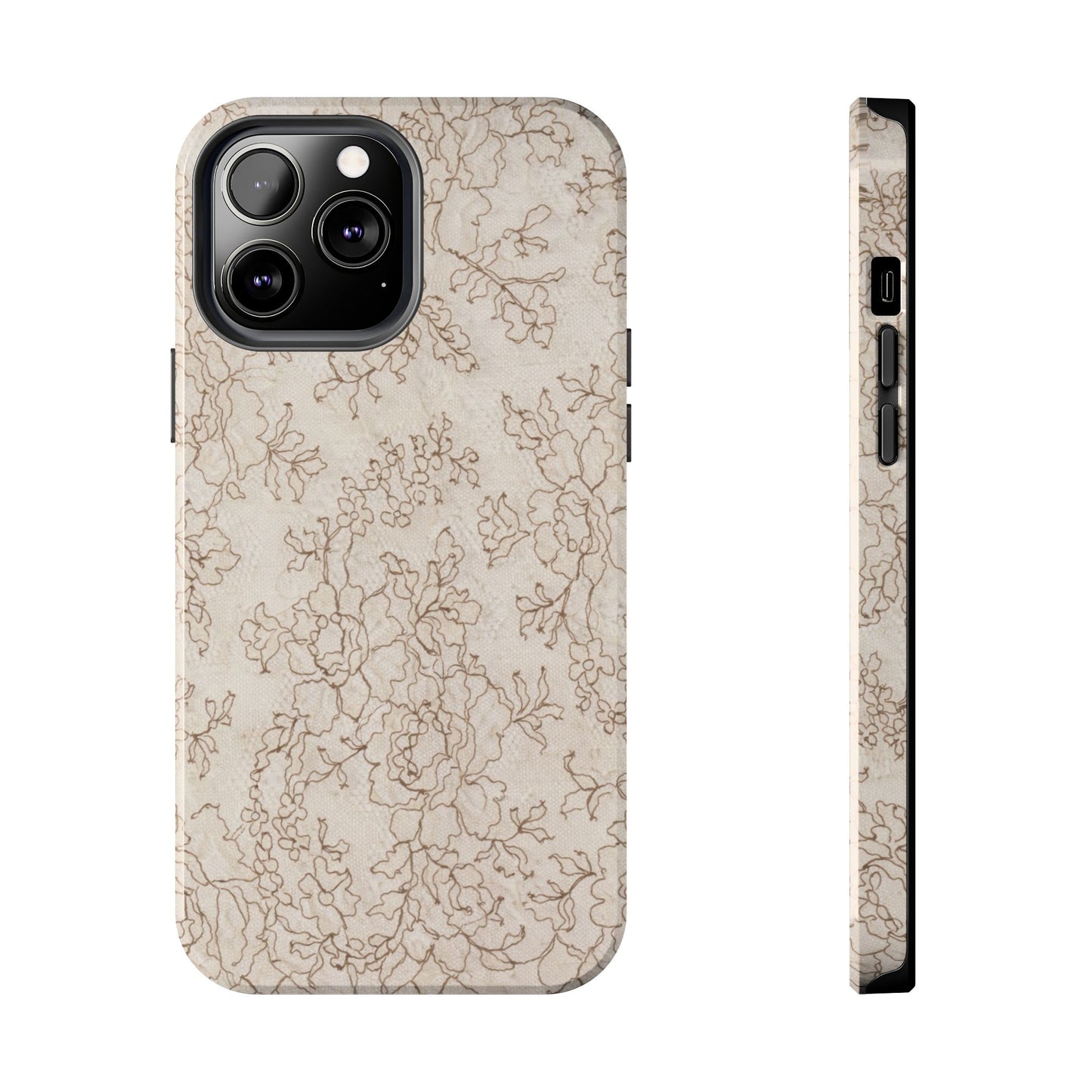 Vintage Beige Lace - Protective Phone Case