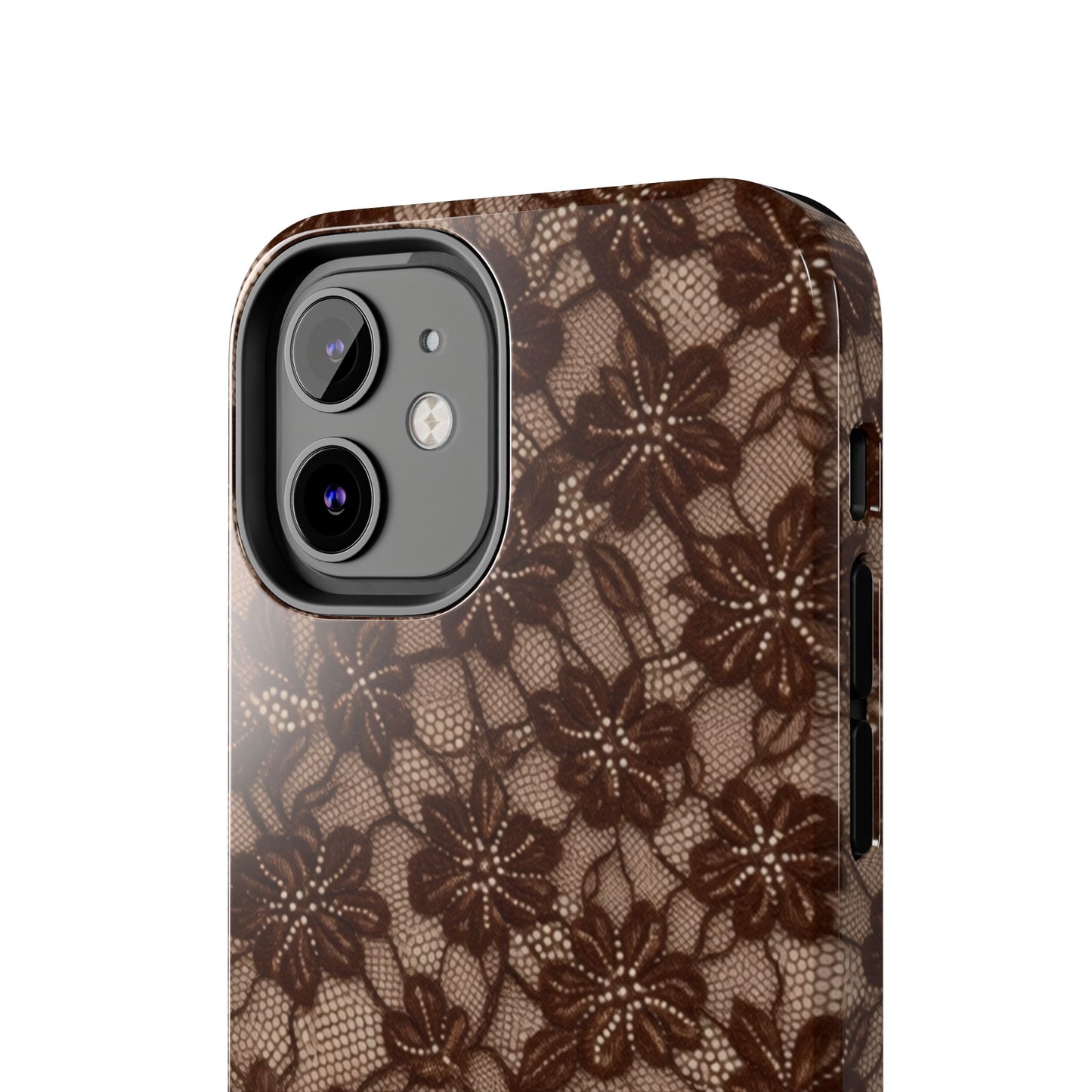 Brown Floral Lace - Protective Phone Case