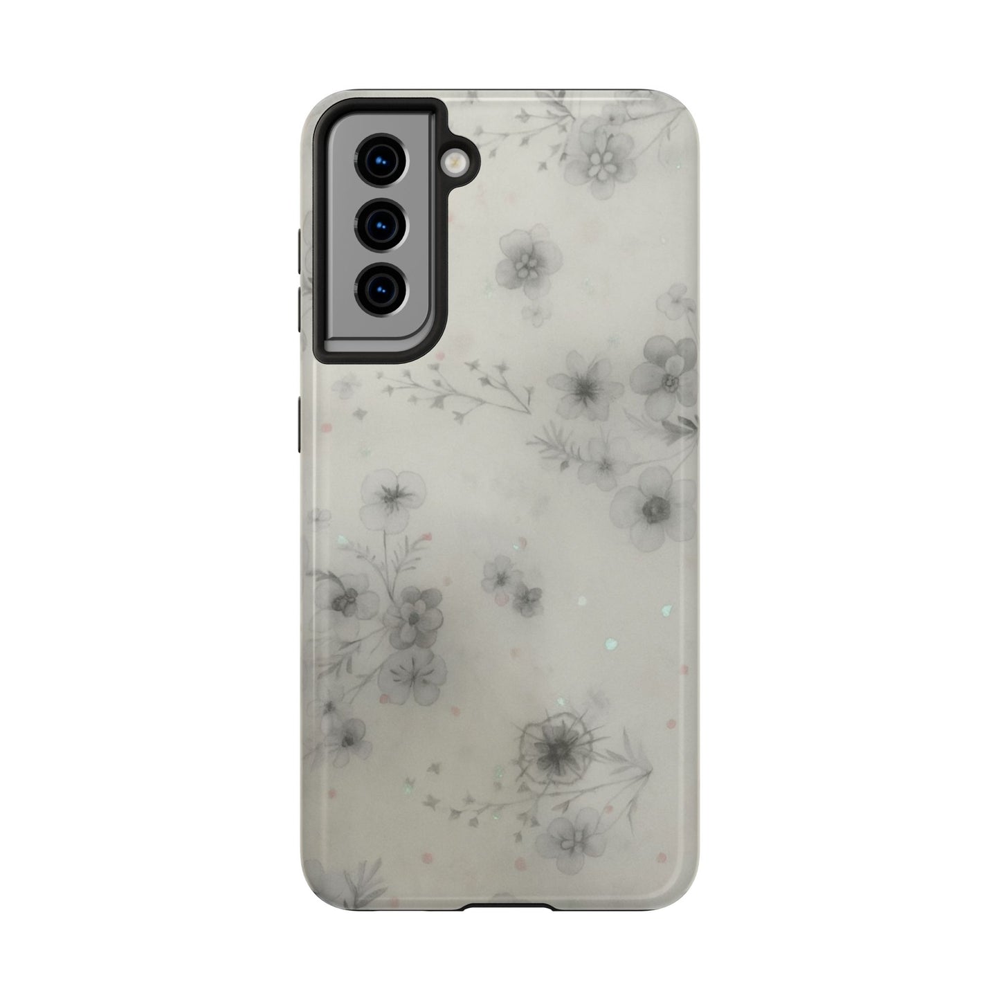 Misty Gray Floral - Protective Phone Case