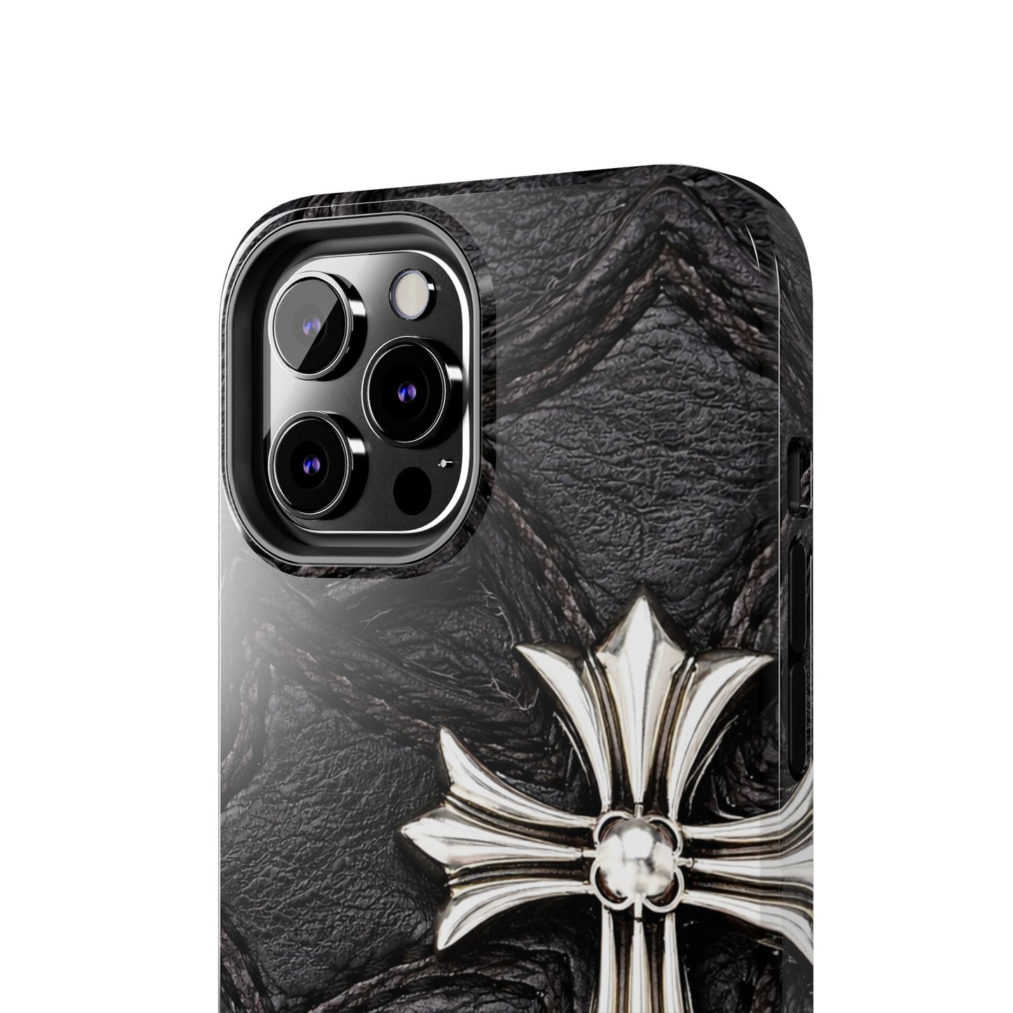 Black Leather Cross - Protective Phone Case