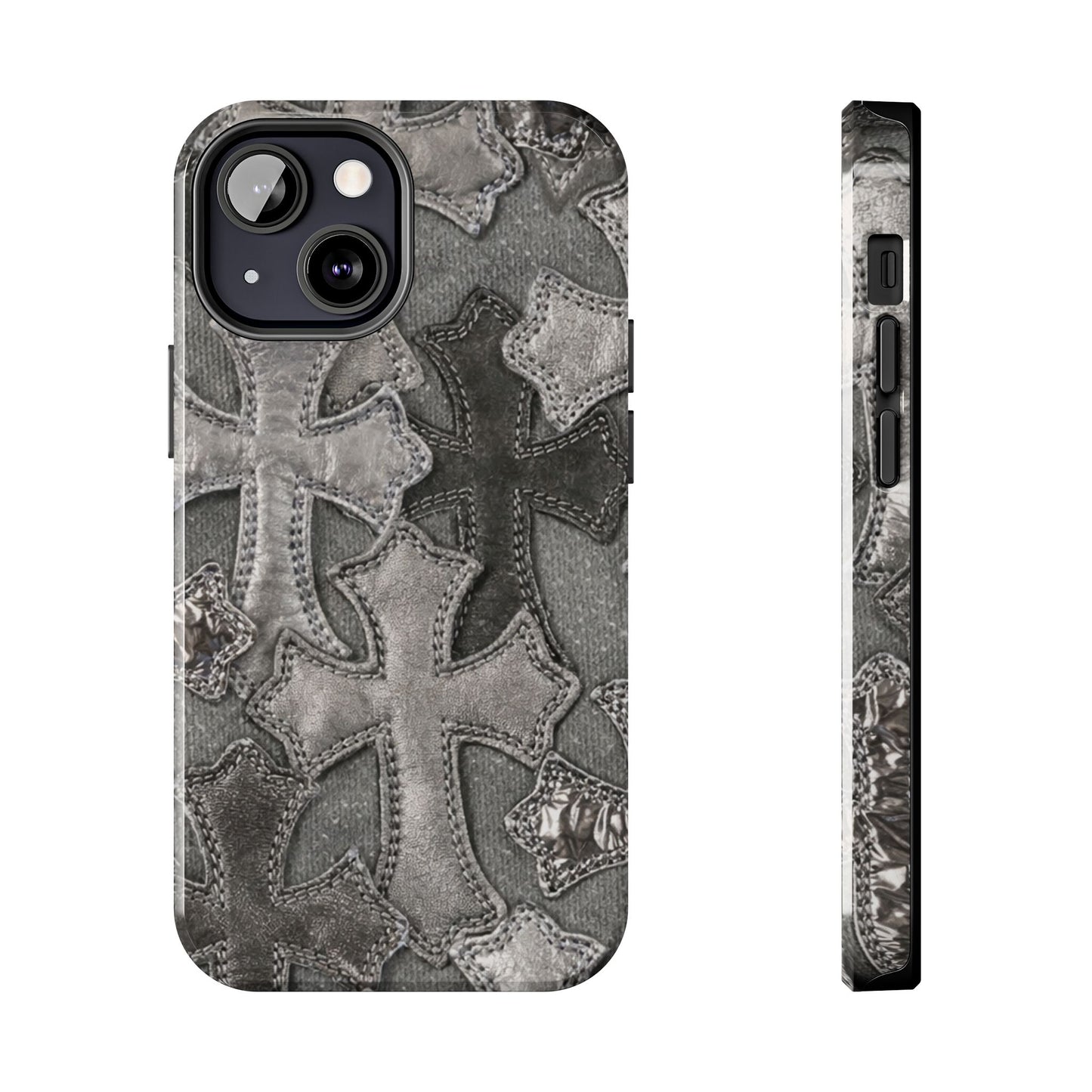Grey Patchwork Crosses - Protective Phone Case