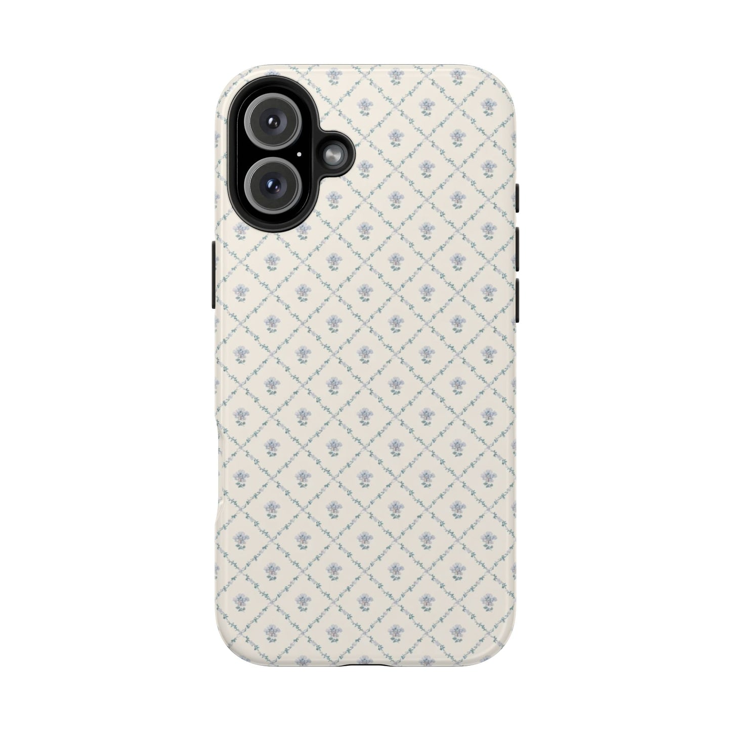 Vintage Blue Floral Wallpaper - Protective Phone Case