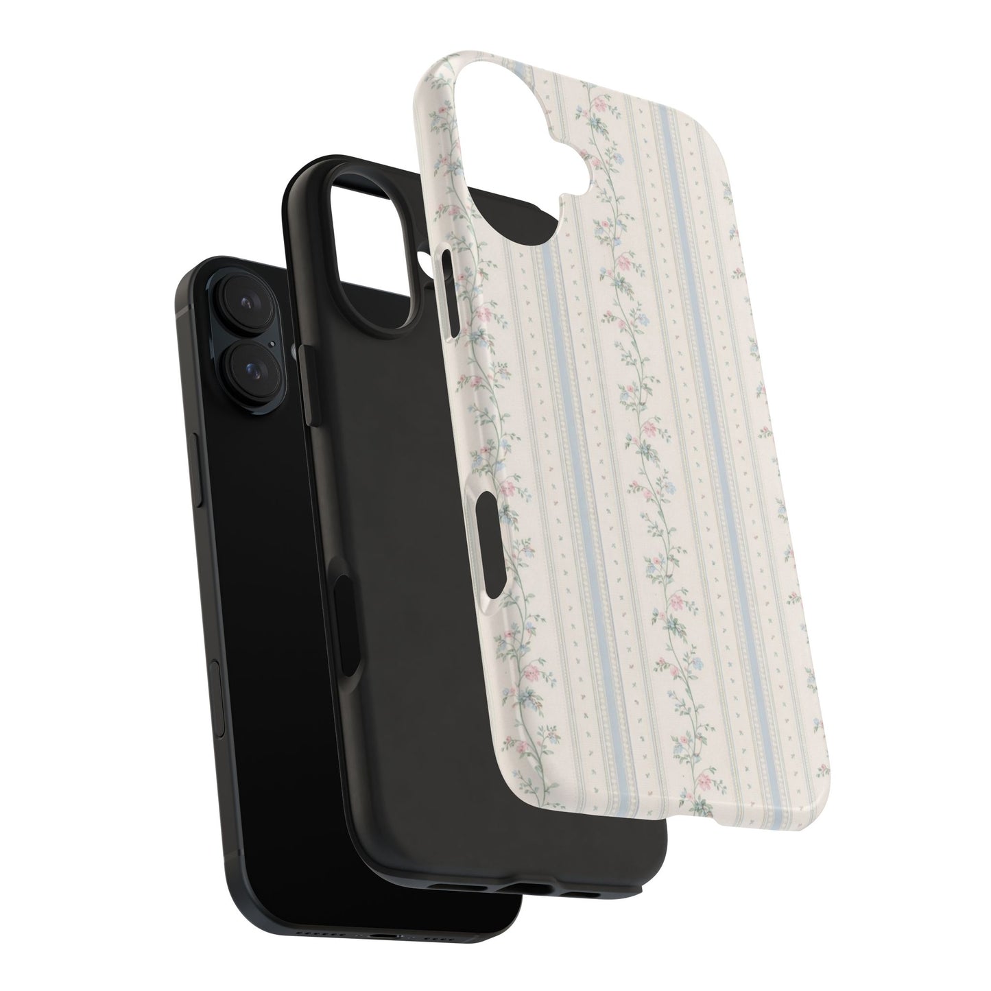 Vintage Floral Stripes - Protective Phone Case
