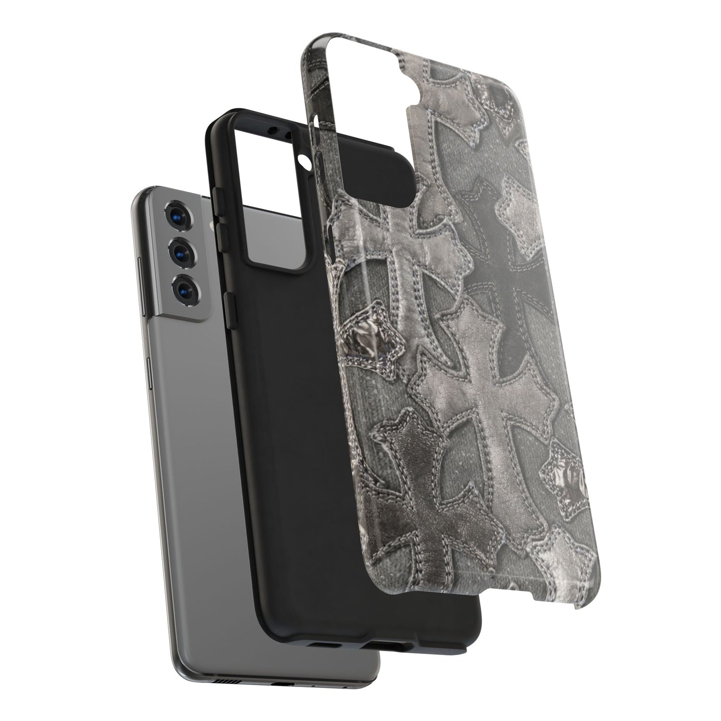 Grey Patchwork Crosses - Protective Phone Case