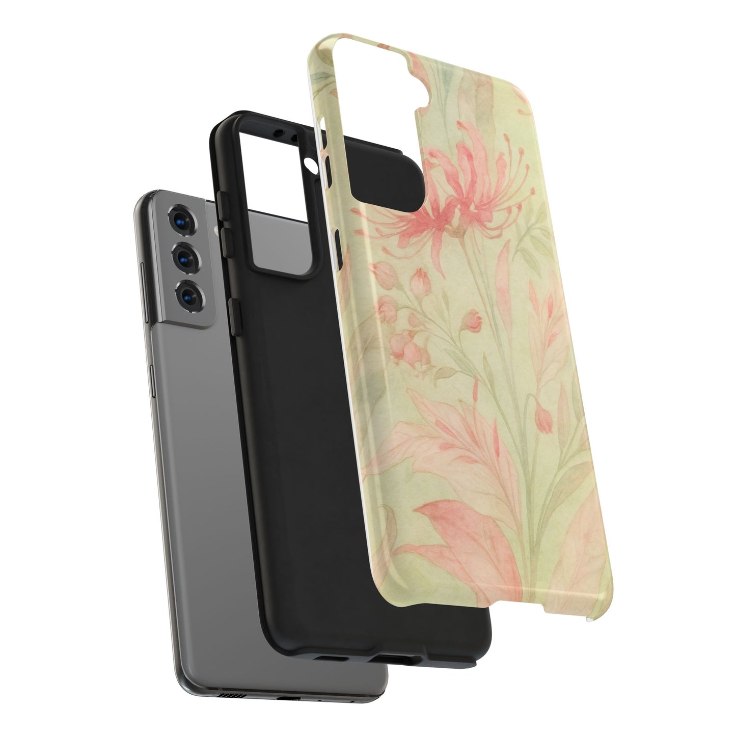 Pink Mint Floral - Protective Phone Case