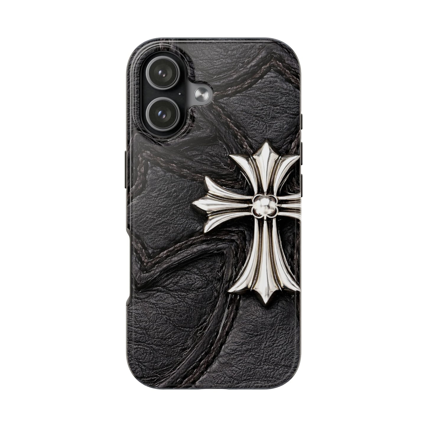 Black Leather Cross - Protective Phone Case