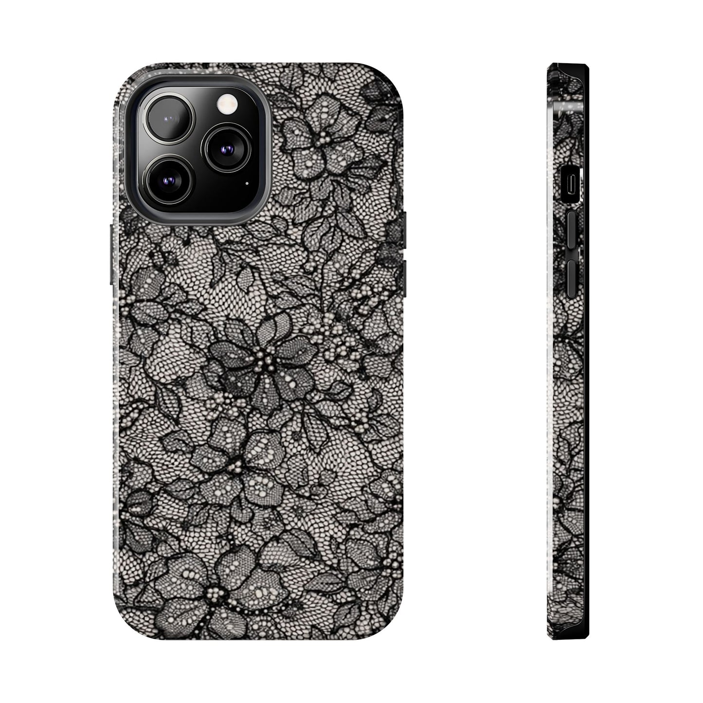 Black Floral Lace - Protective Phone Case