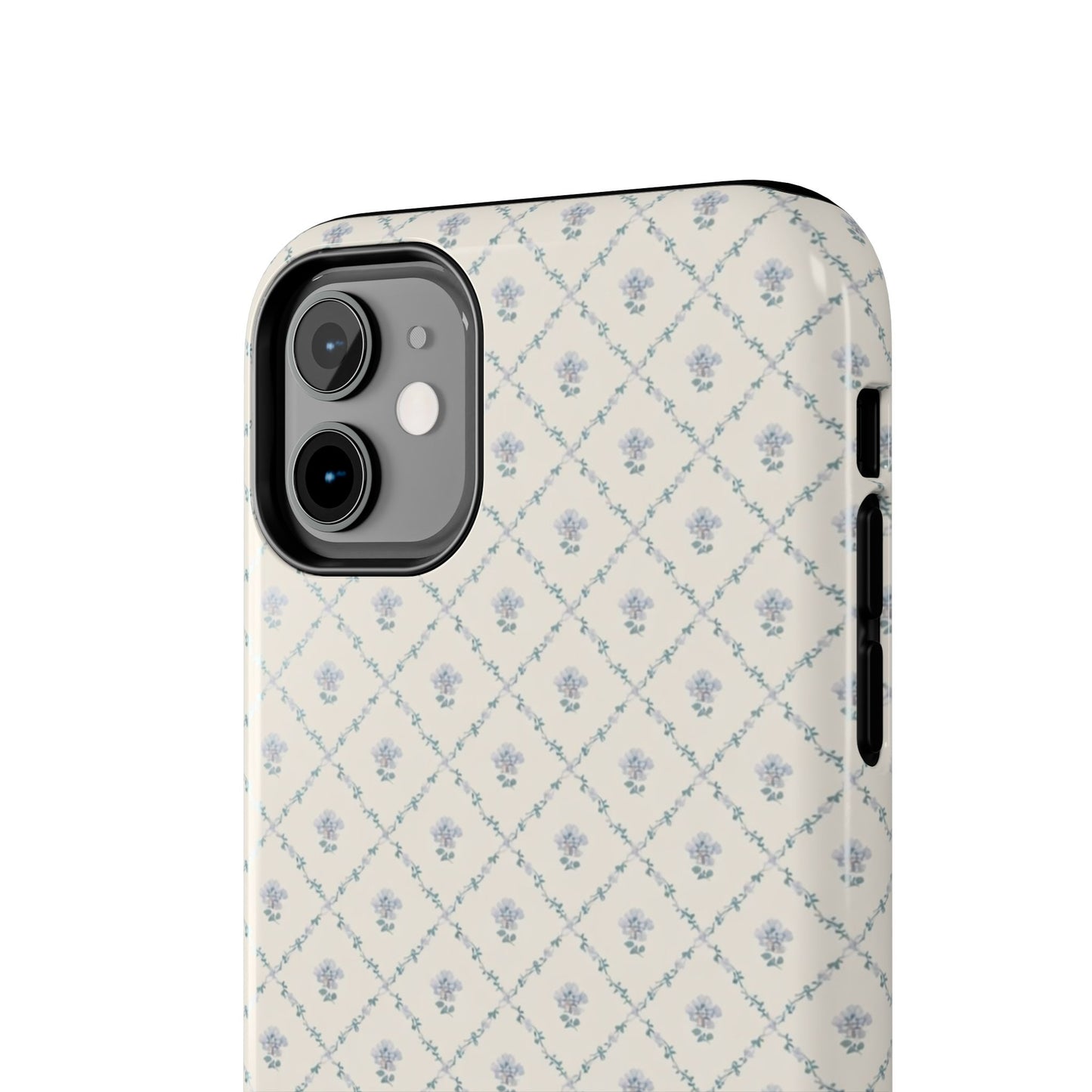 Vintage Blue Floral Wallpaper - Protective Phone Case