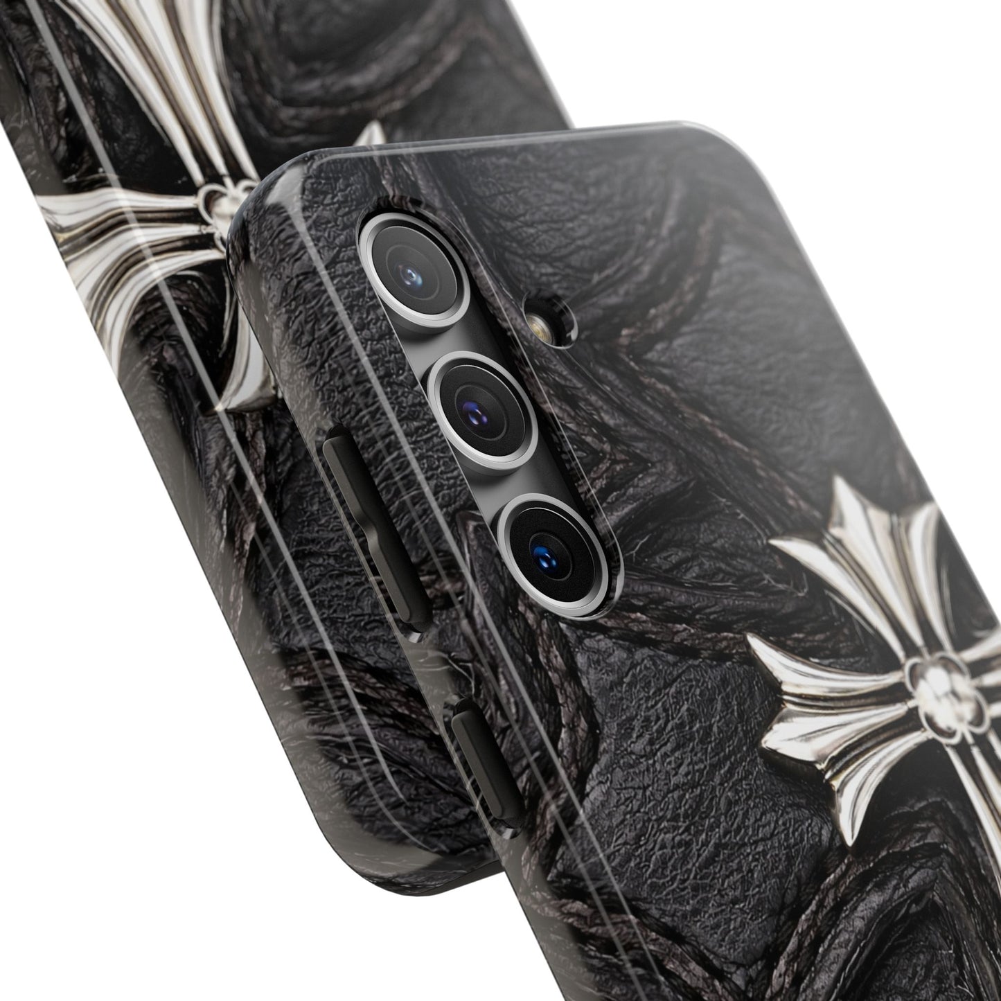 Black Leather Cross - Protective Phone Case