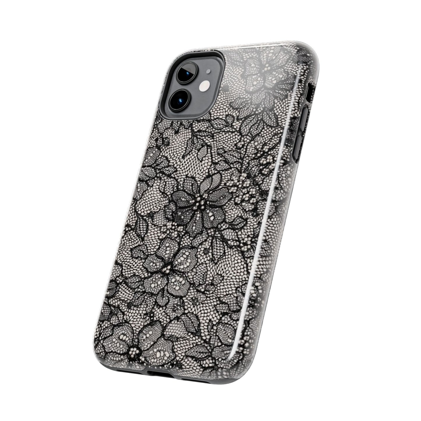 Black Floral Lace - Protective Phone Case