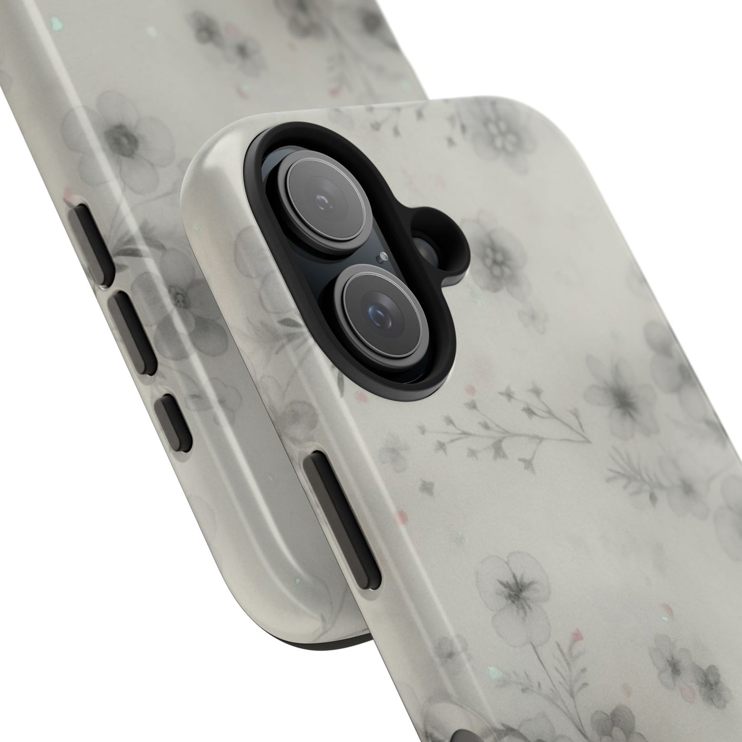 Misty Gray Floral - Protective Phone Case