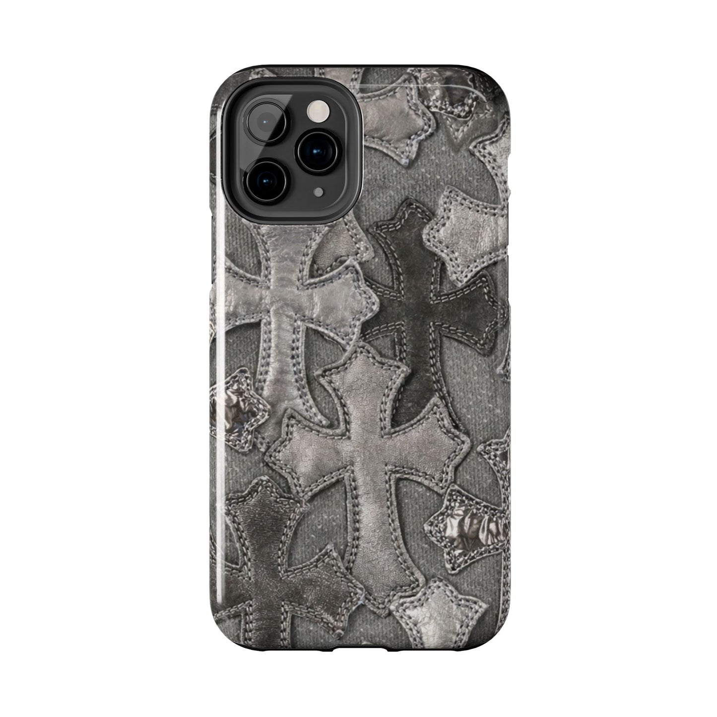 Grey Patchwork Crosses - Protective Phone Case