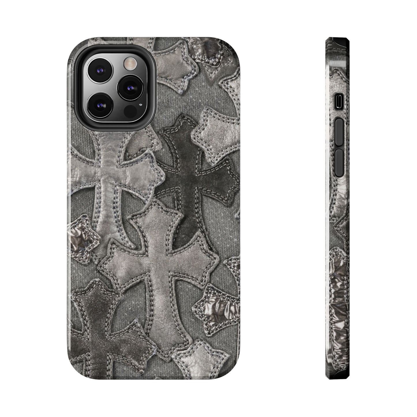Grey Patchwork Crosses - Protective Phone Case
