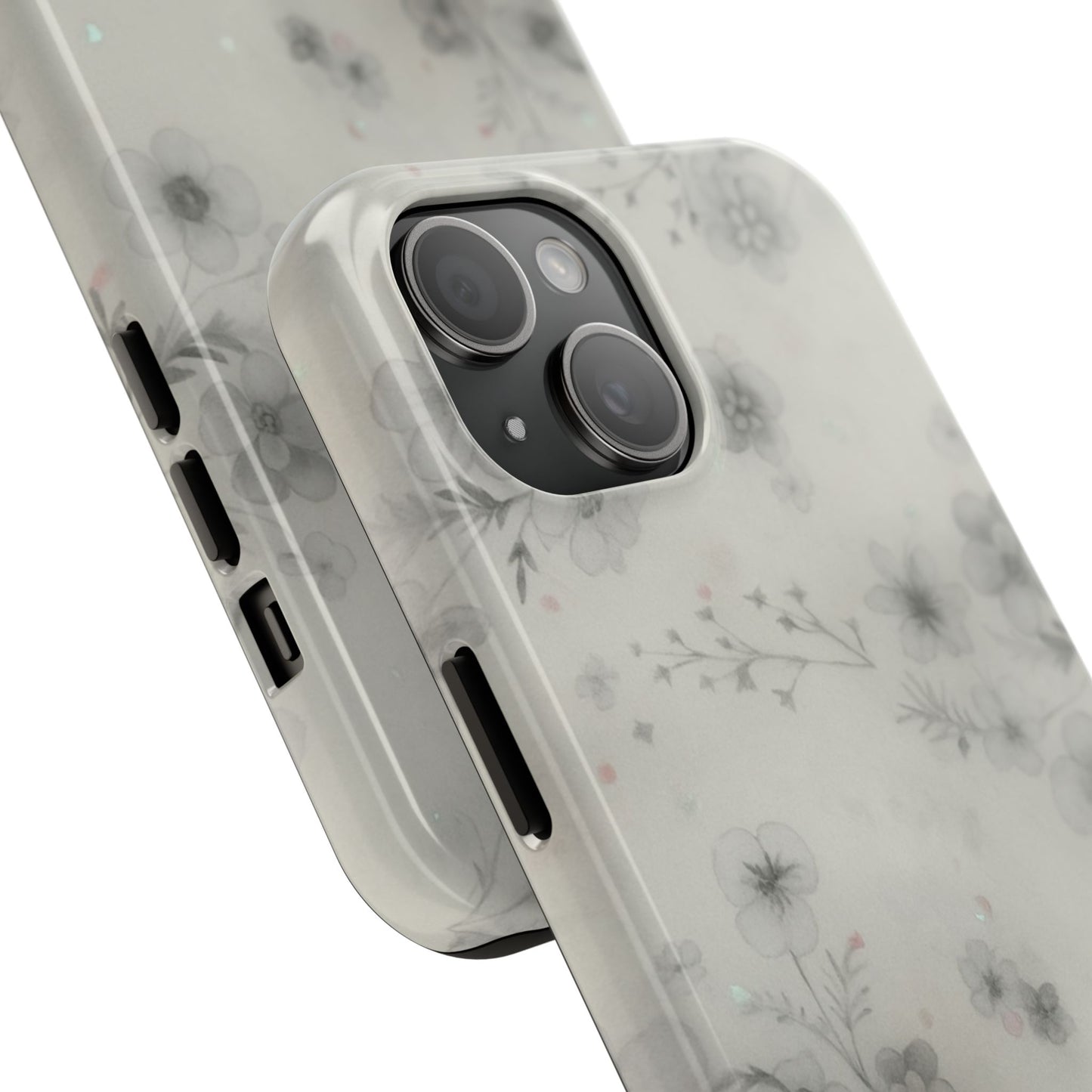 Misty Gray Floral - Protective Phone Case