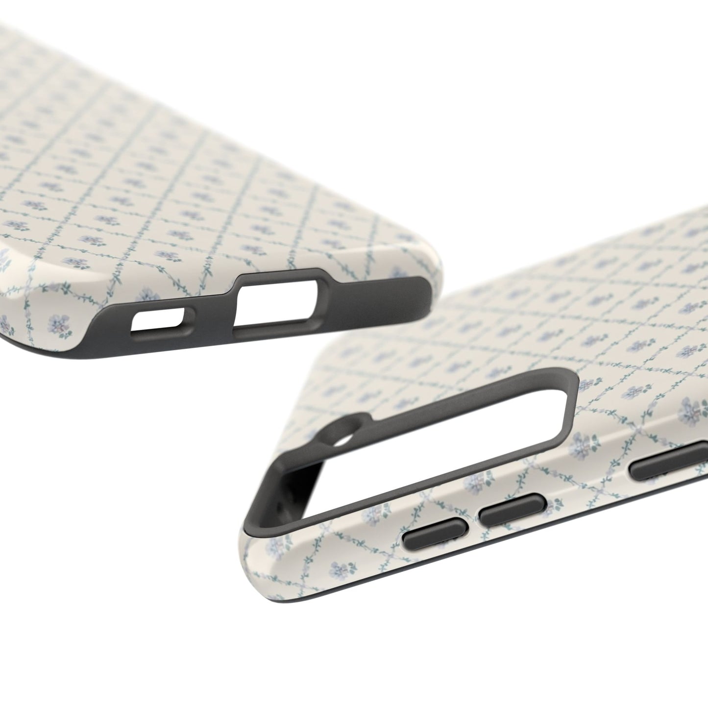 Vintage Blue Floral Wallpaper - Protective Phone Case
