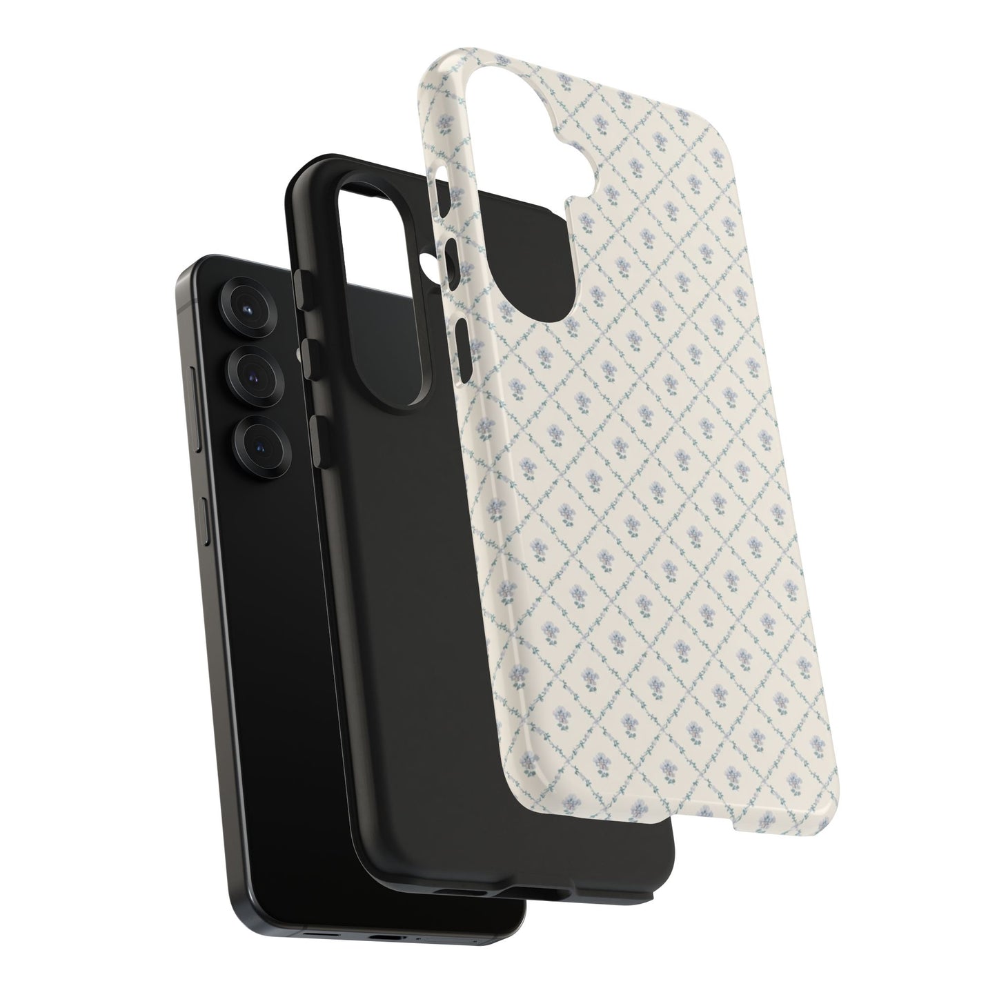 Vintage Blue Floral Wallpaper - Protective Phone Case