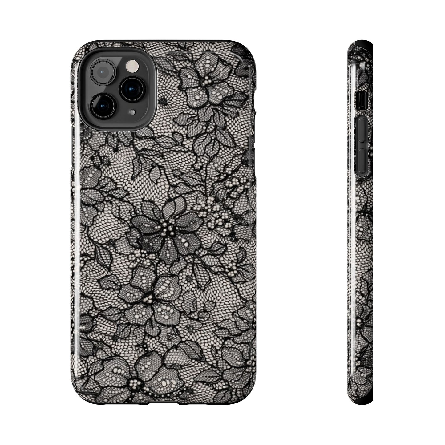 Black Floral Lace - Protective Phone Case