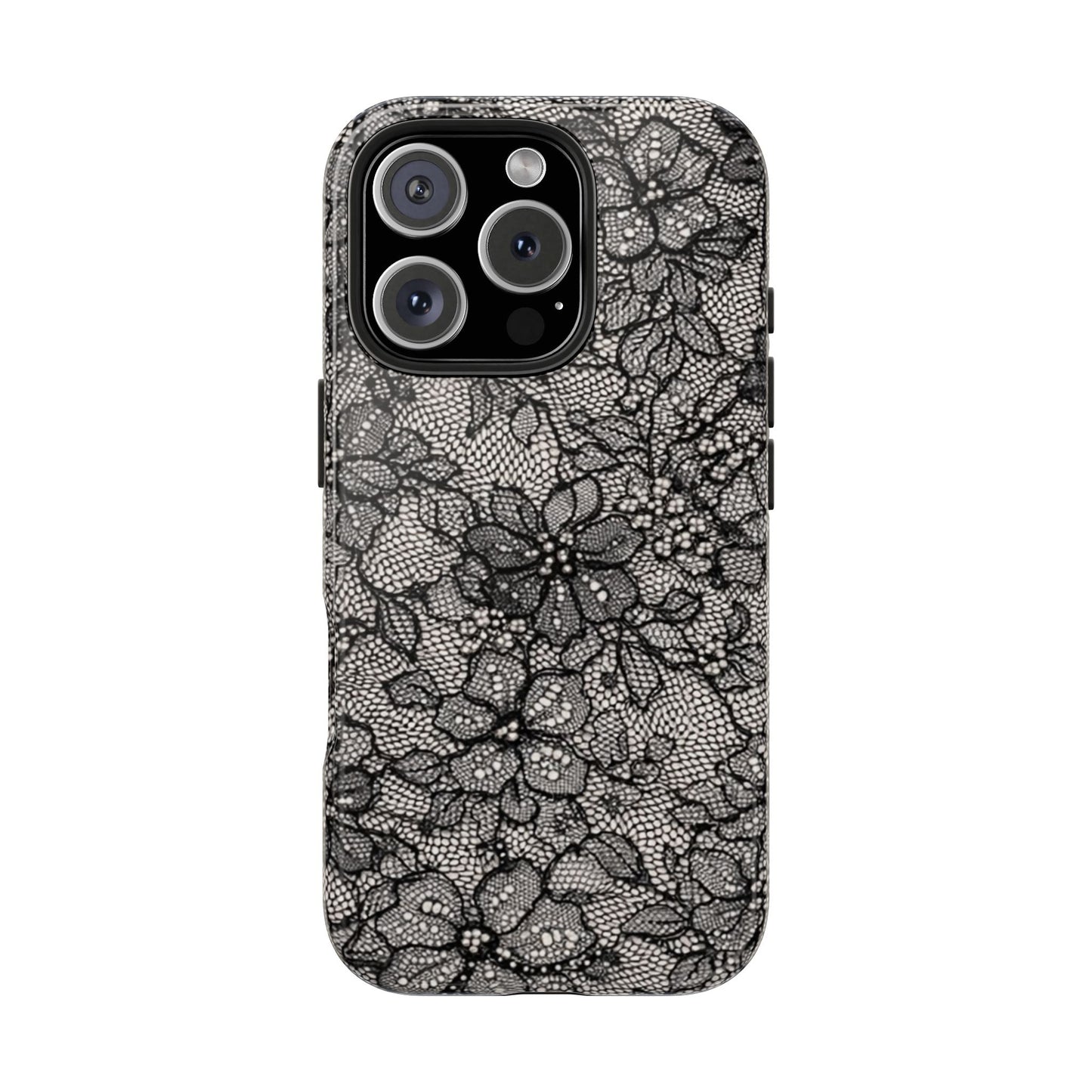 Black Floral Lace - Protective Phone Case