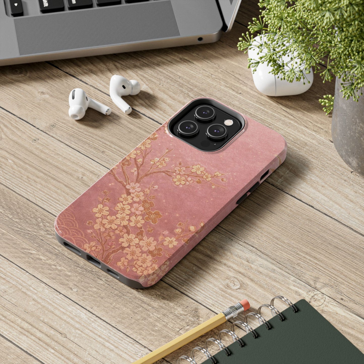 Pink Gold Cherry Blossom - Protective Phone Case