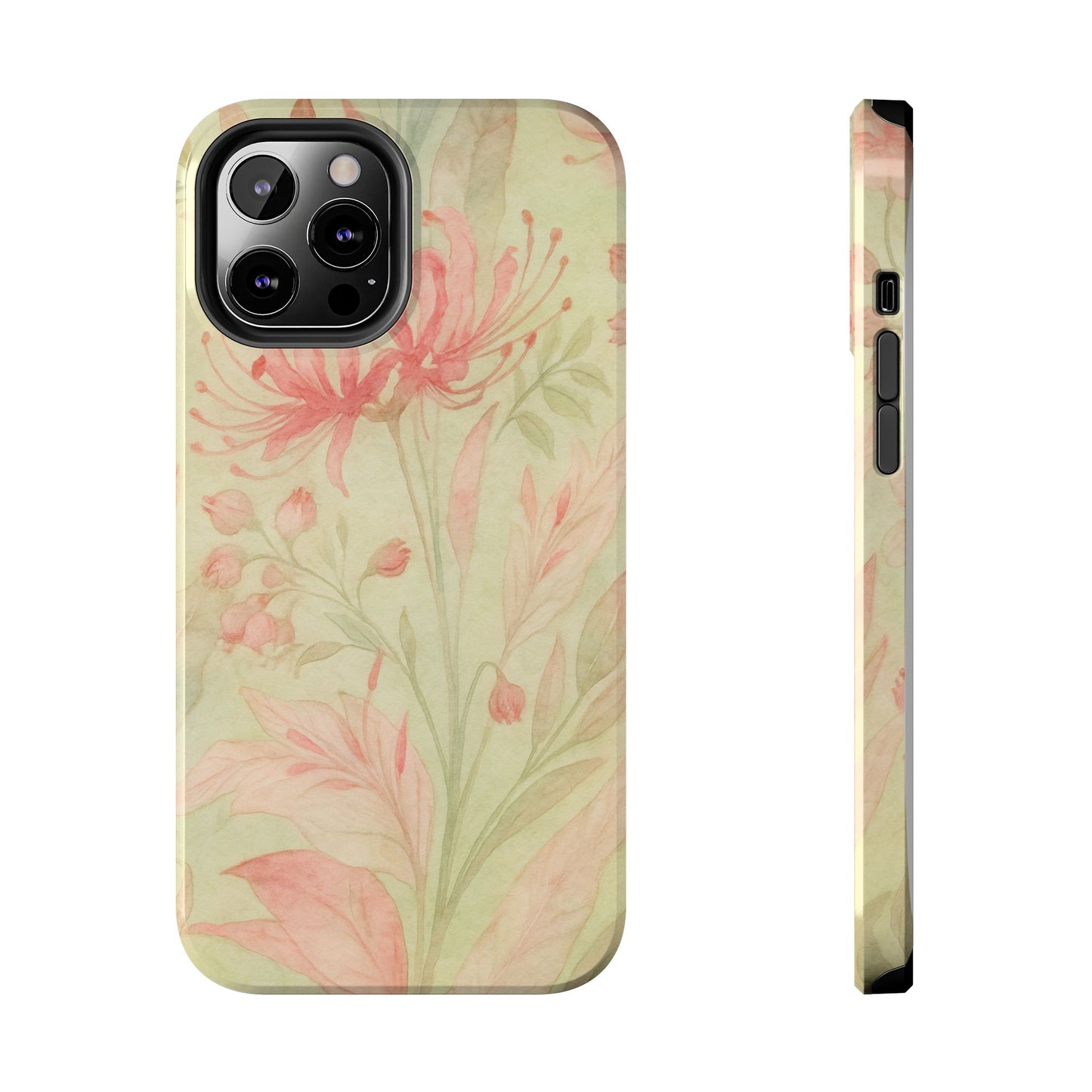Pink Mint Floral - Protective Phone Case