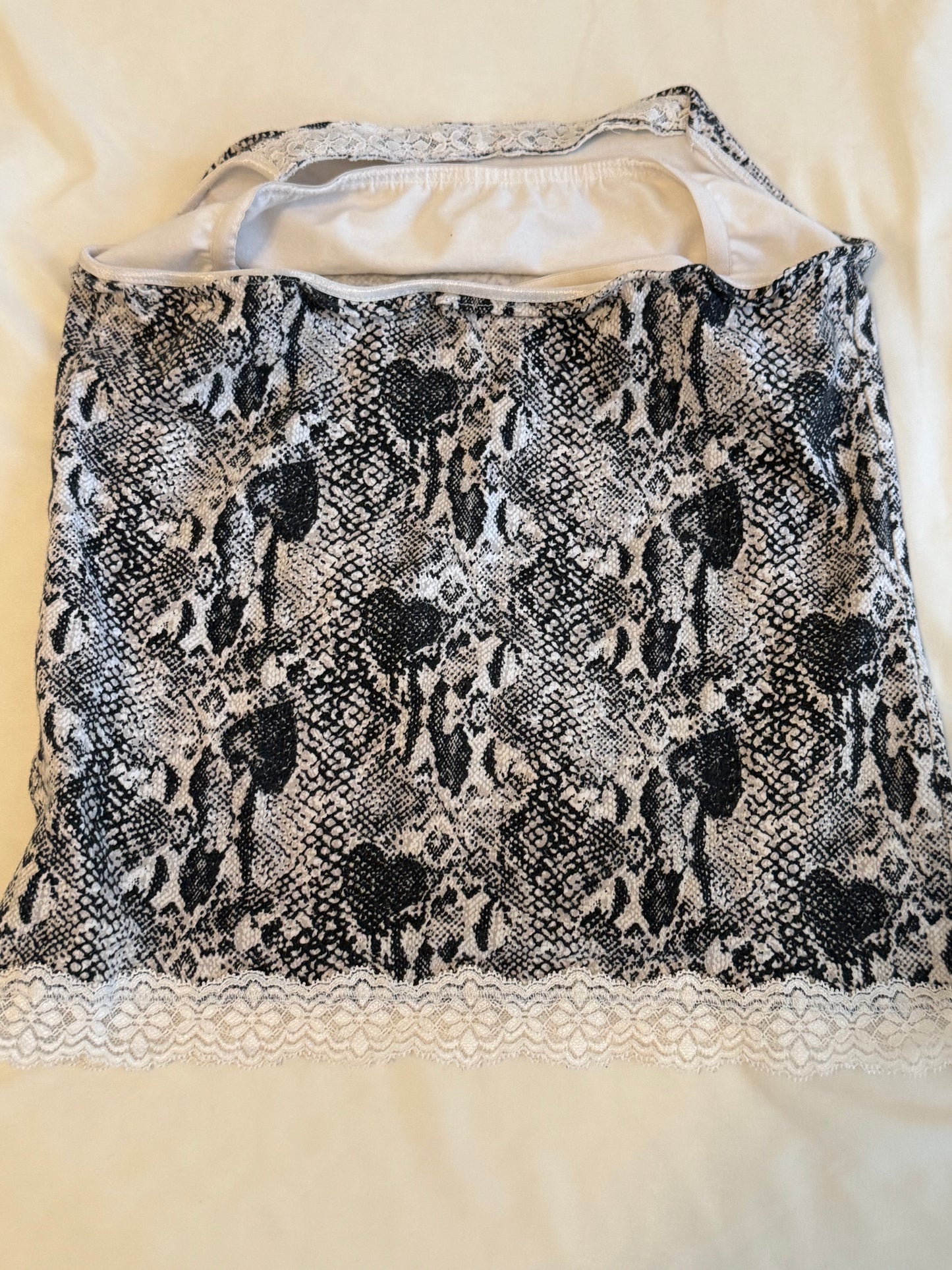 White and Black Tube Top with Lace