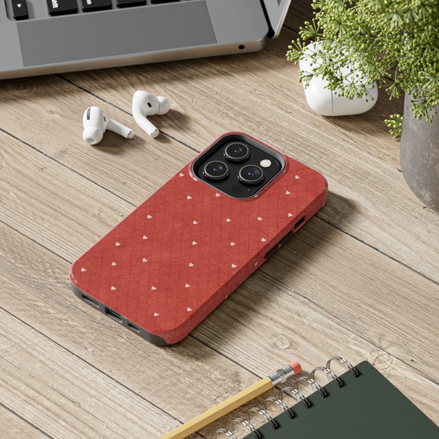 Red Quilted Hearts - Protective Phone Case