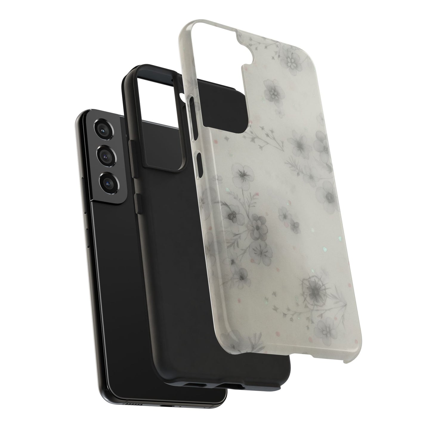 Misty Gray Floral - Protective Phone Case