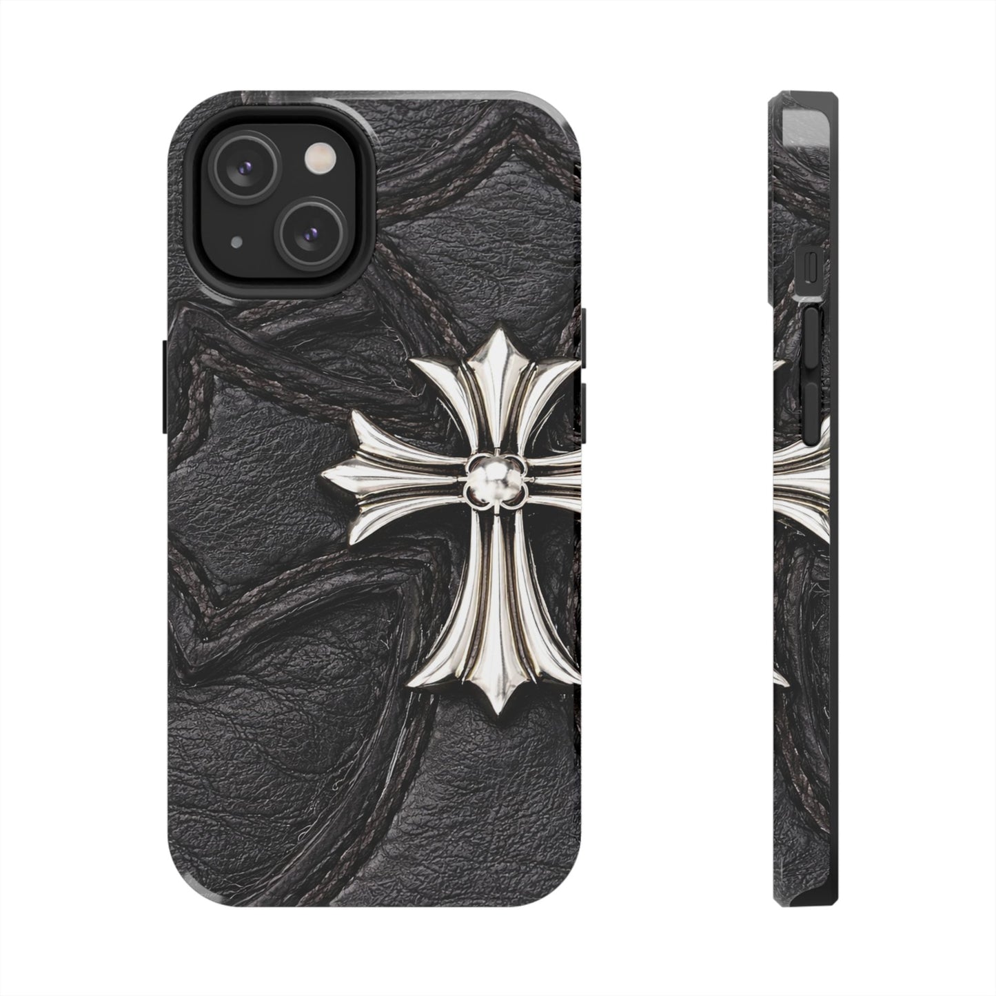 Black Leather Cross - Protective Phone Case