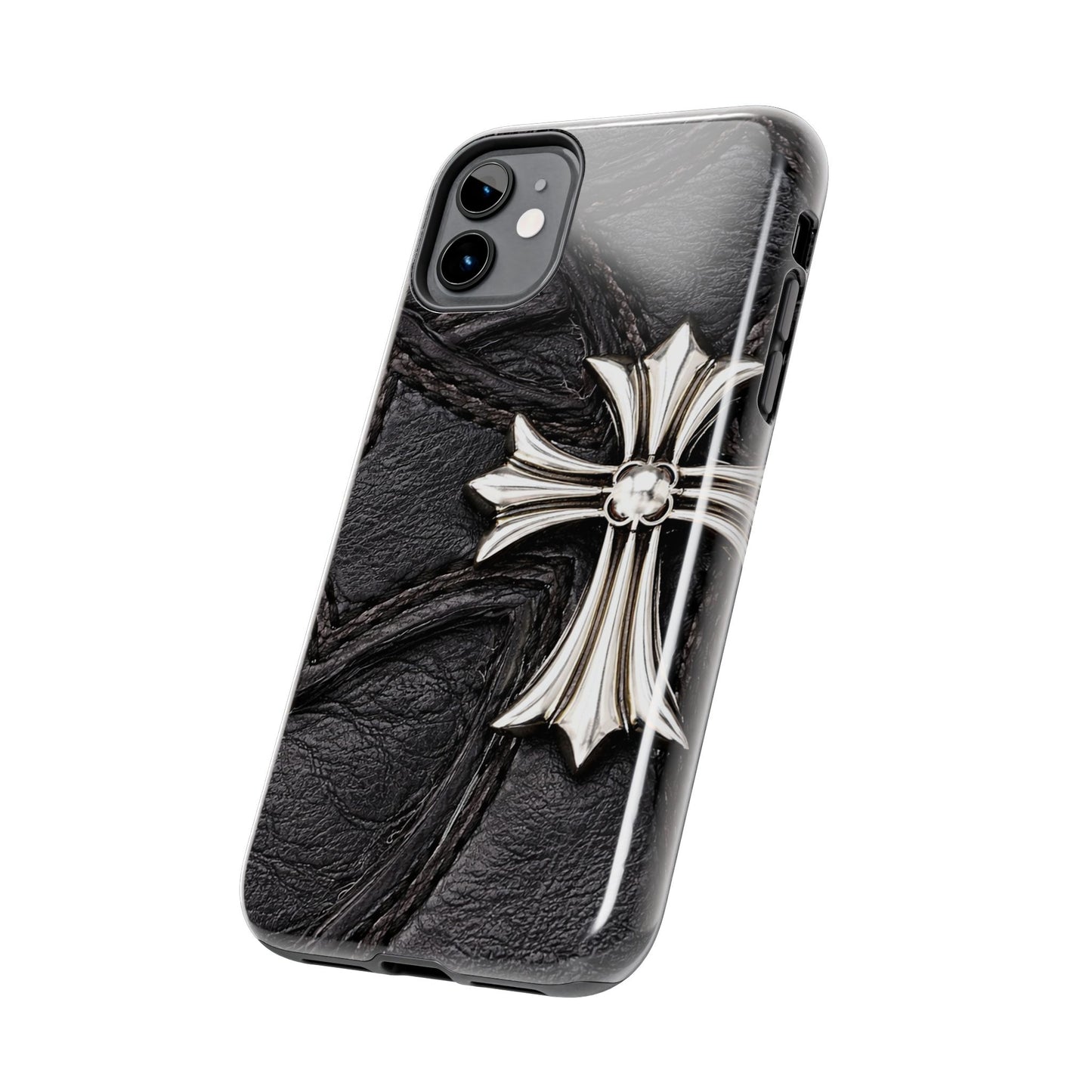 Black Leather Cross - Protective Phone Case