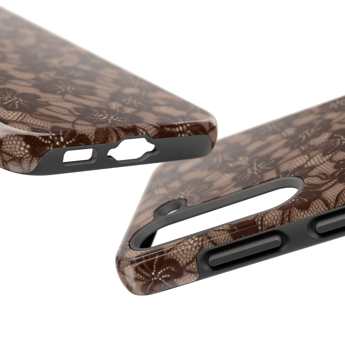 Brown Floral Lace - Protective Phone Case