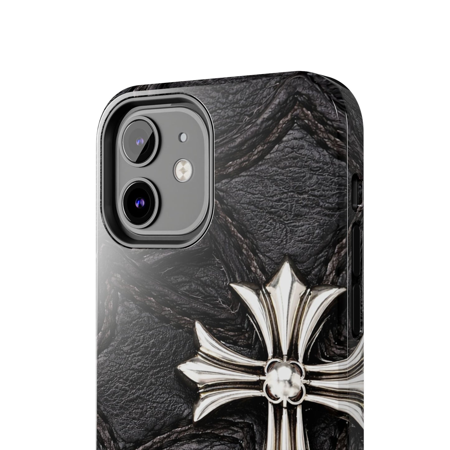 Black Leather Cross - Protective Phone Case