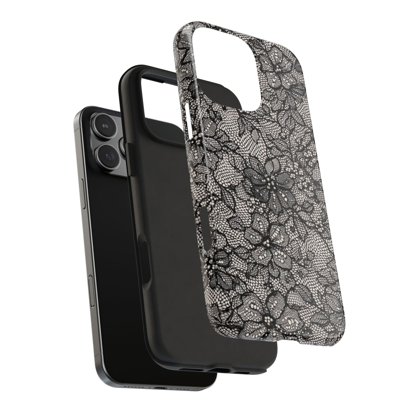 Black Floral Lace - Protective Phone Case