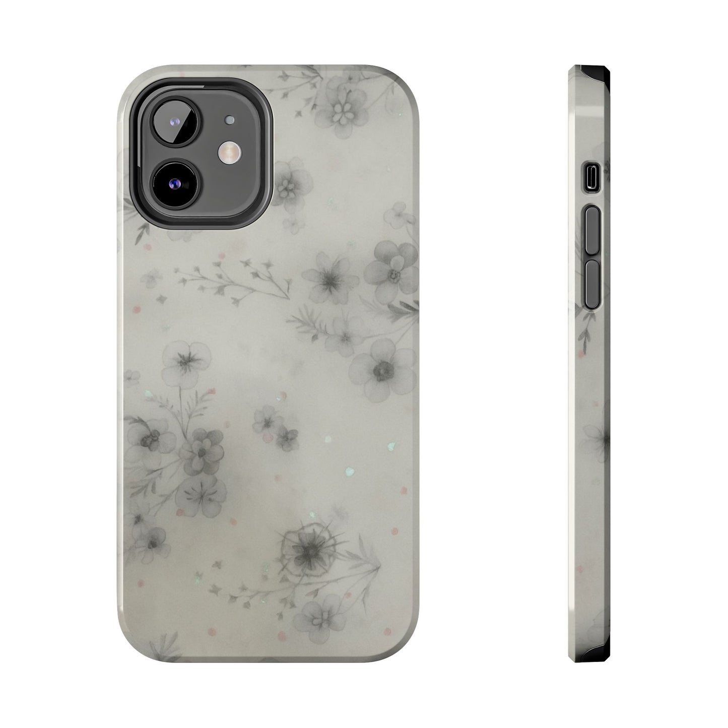 Misty Gray Floral - Protective Phone Case