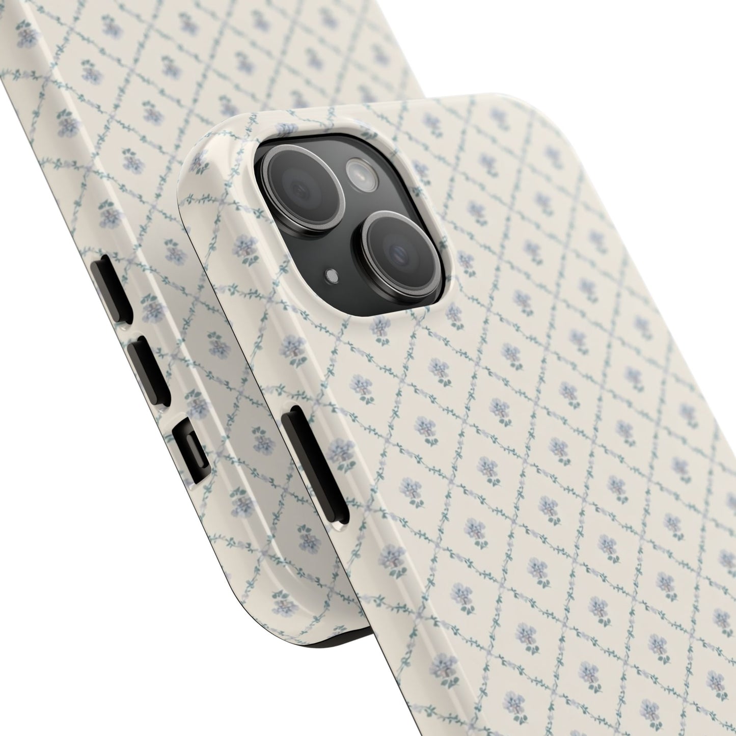 Vintage Blue Floral Wallpaper - Protective Phone Case