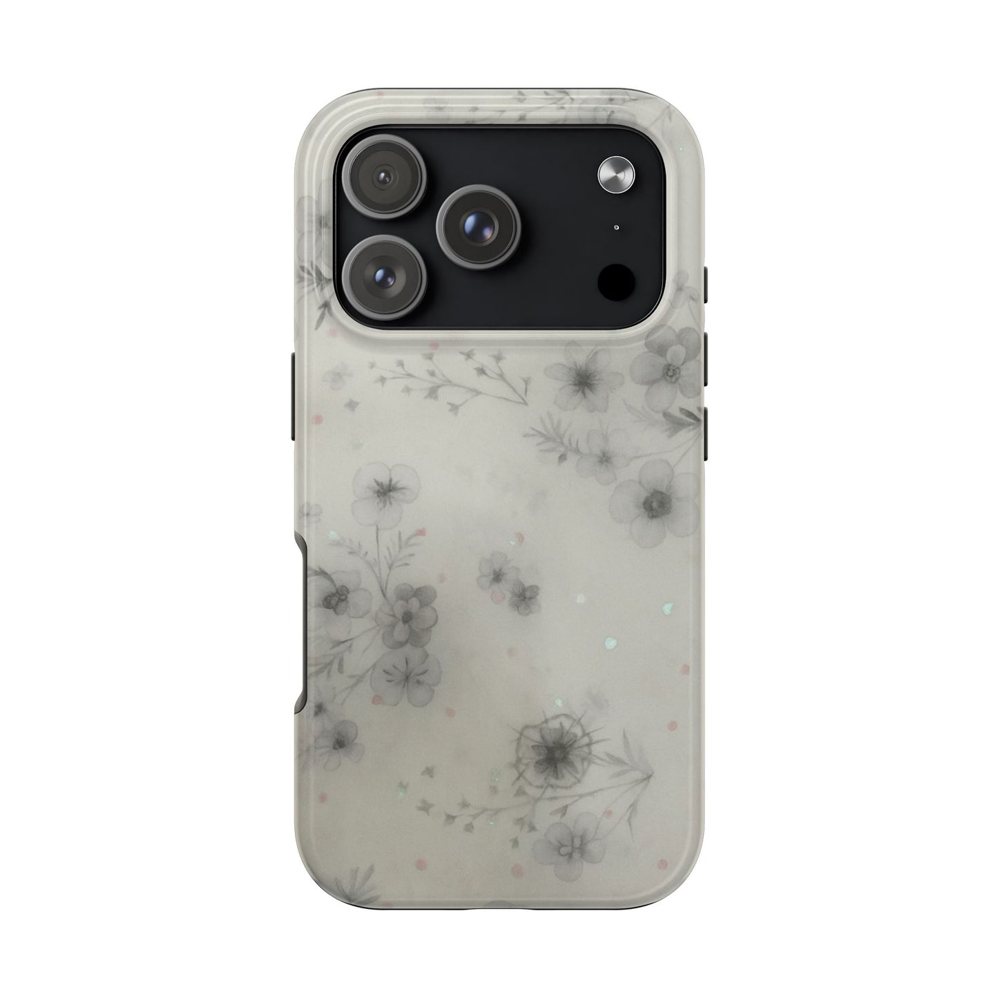 Misty Gray Floral - Protective Phone Case