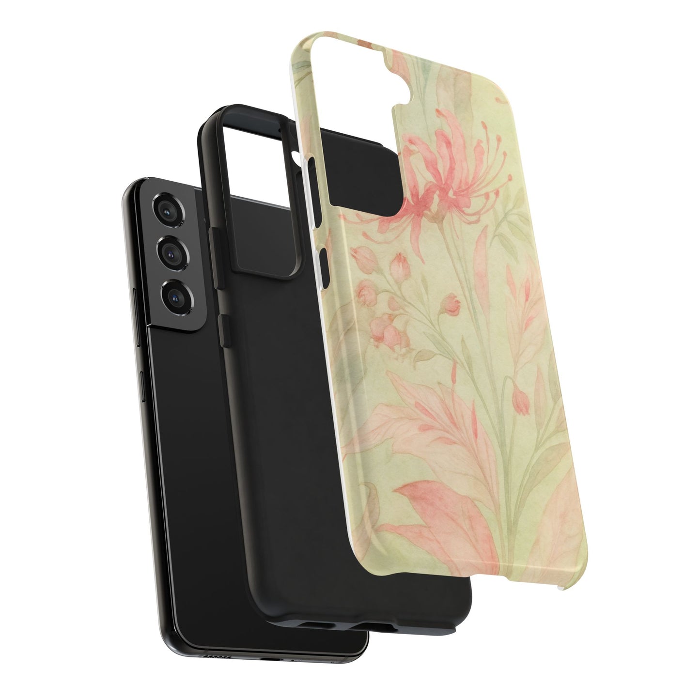 Pink Mint Floral - Protective Phone Case