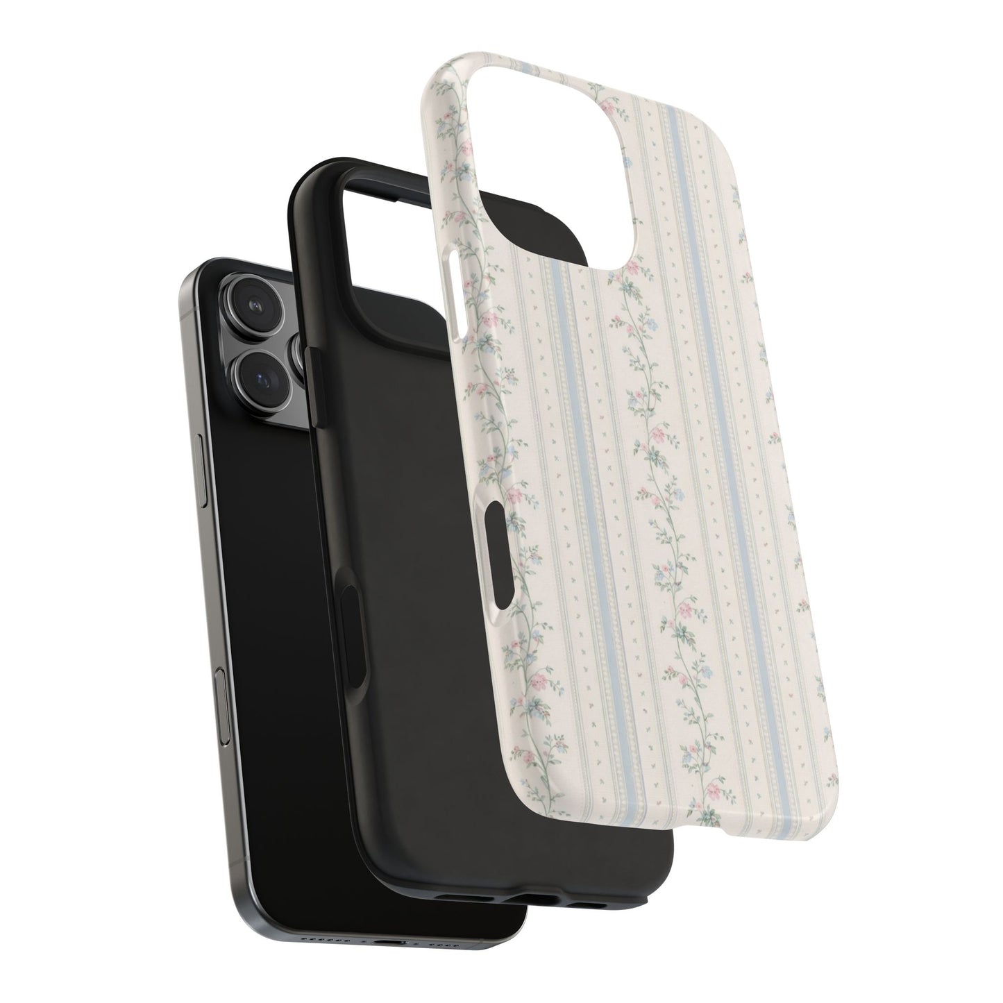 Vintage Floral Stripes - Protective Phone Case
