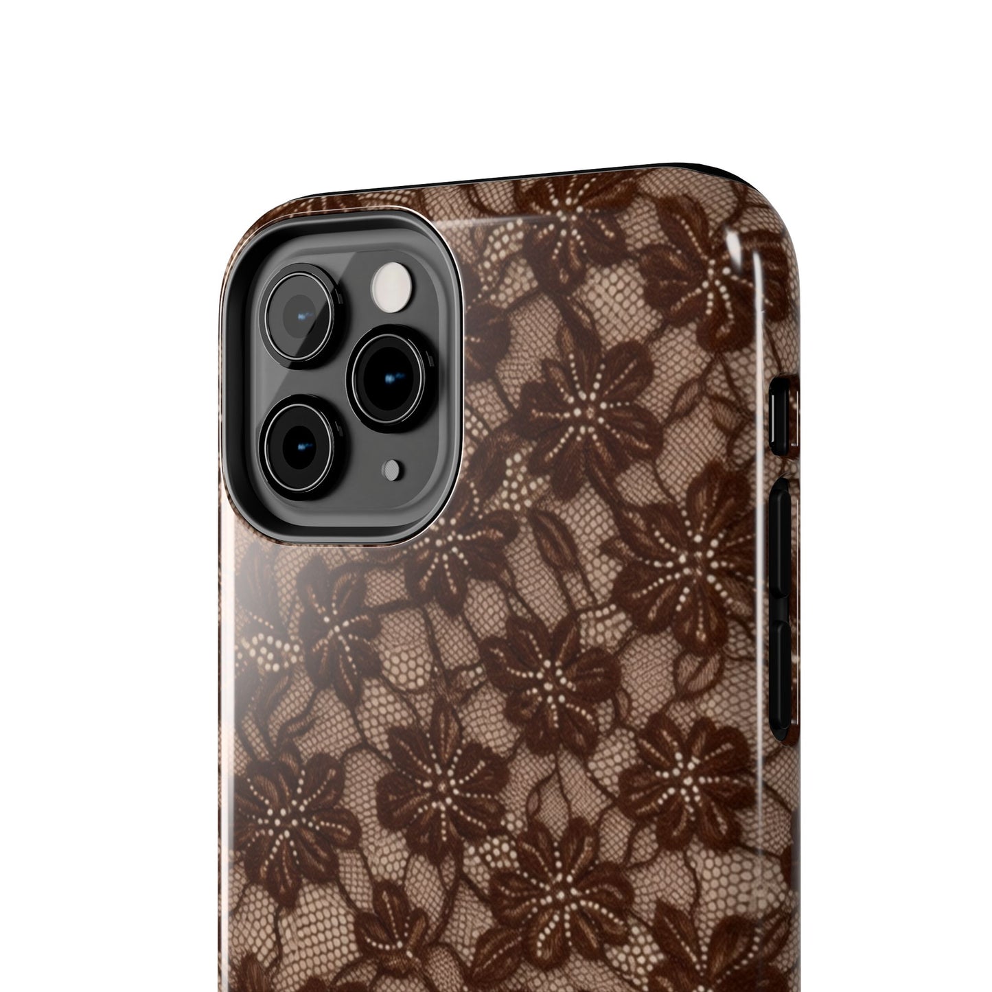 Brown Floral Lace - Protective Phone Case