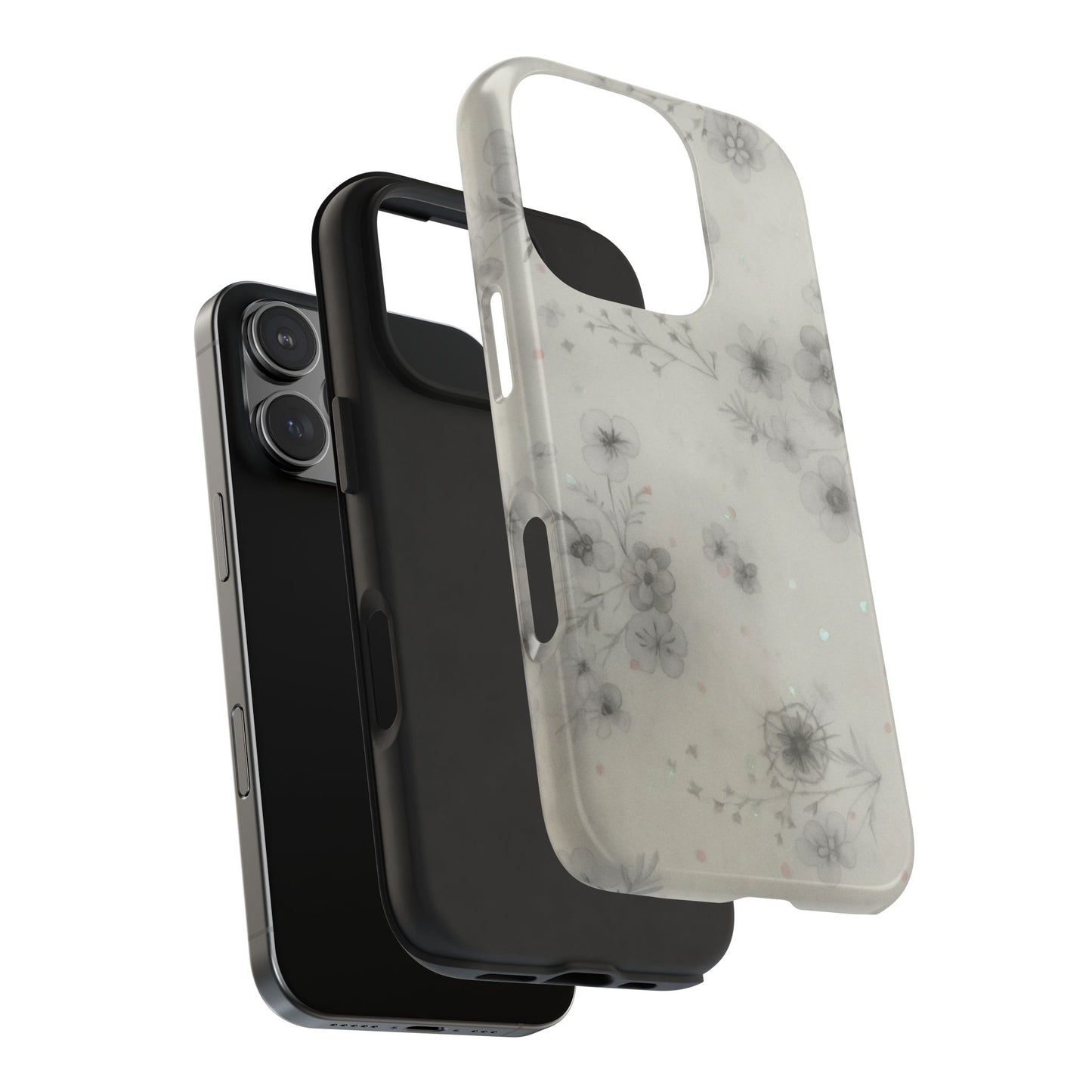 Misty Gray Floral - Protective Phone Case