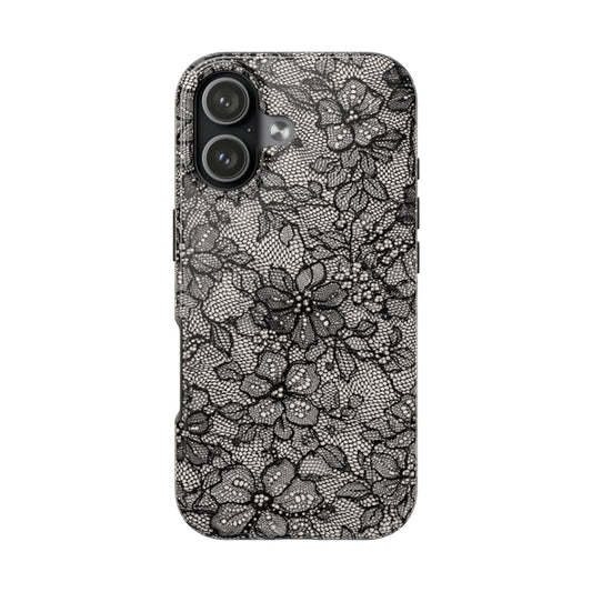 Black Floral Lace - Protective Phone Case